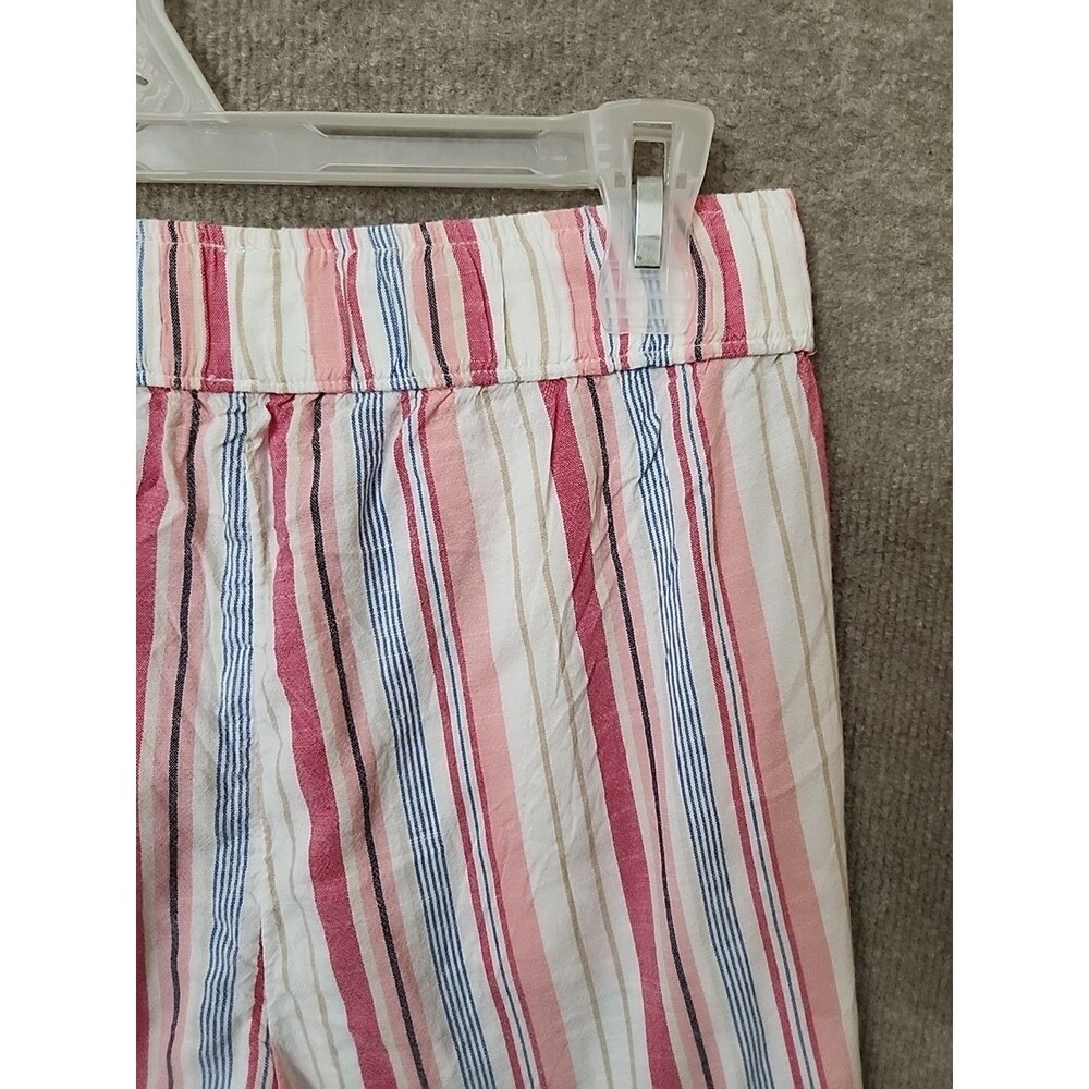 Croft Barrow Button Hem Pull-On Cropped Pants Womens S Pink Striped Beach NEW - Picture 6 of 10